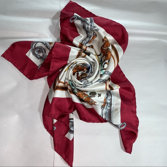 HERMÈS silk twill Equipage SCARF
